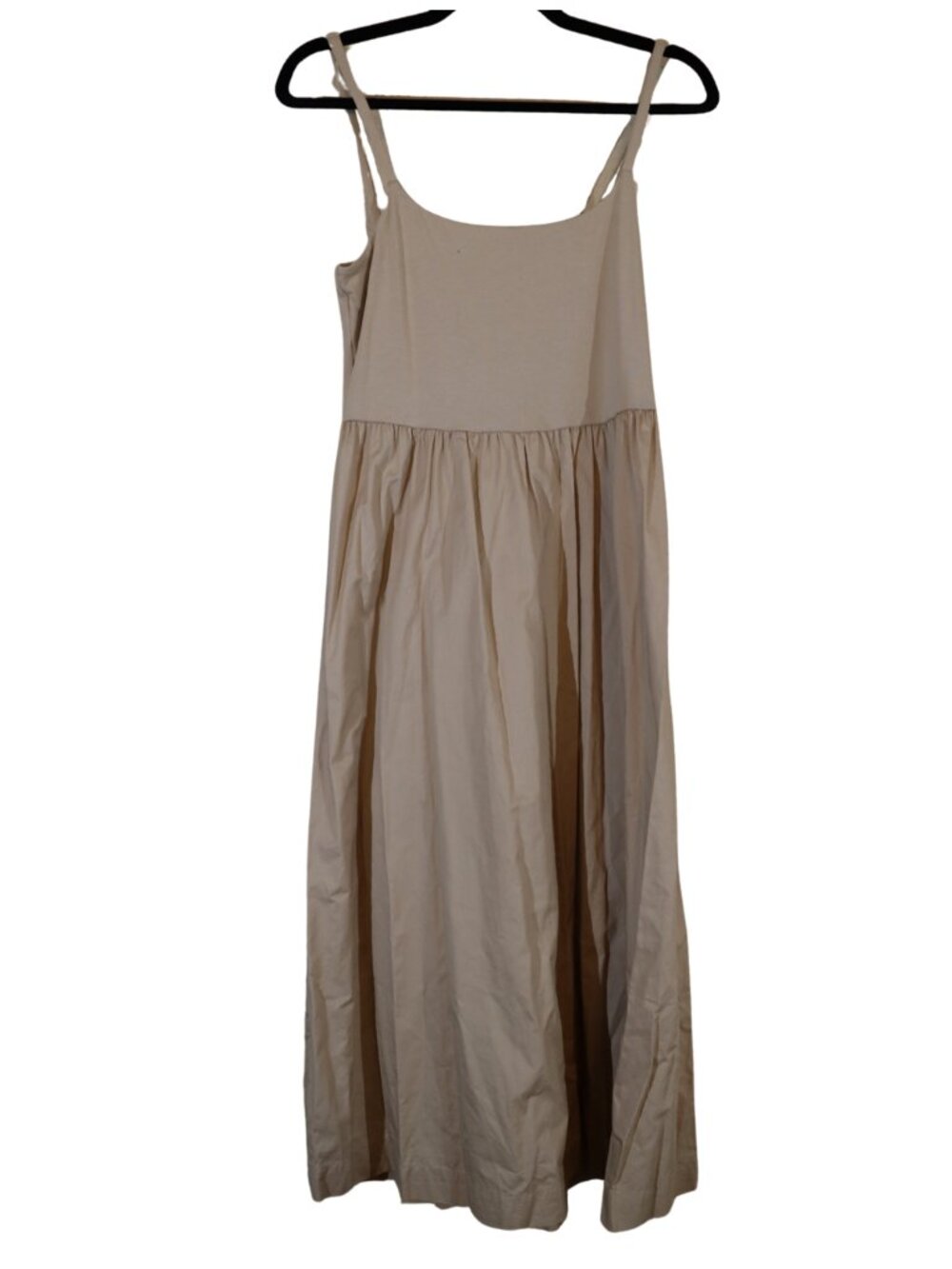 Old Navy Fit & Flare Combination Midi Dress Tan Beige Medium Like New